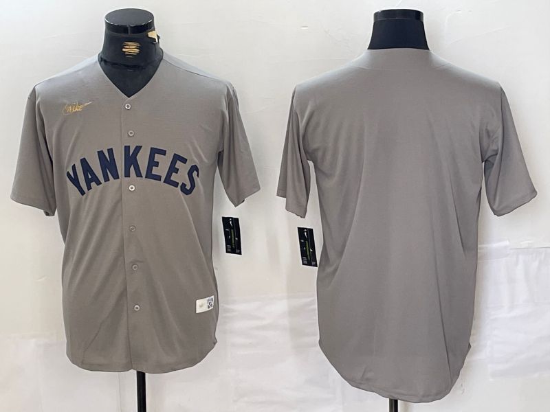 Men New York Yankees Blank Grey Throwback Nike Game 2024 MLB Jersey style 1